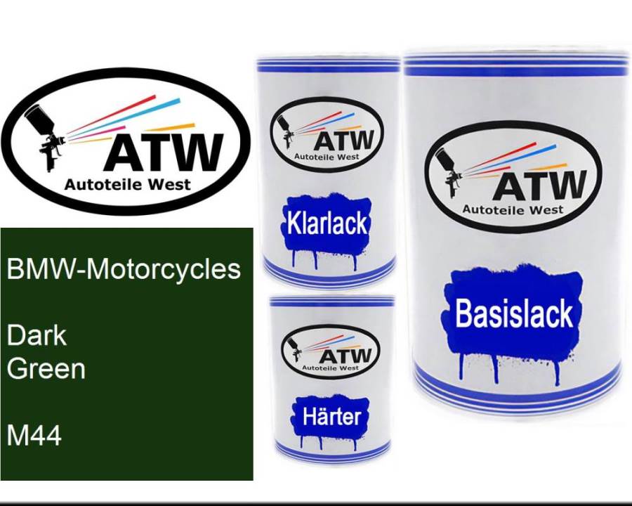 BMW-Motorcycles, Dark Green, M44: 500ml Lackdose + 500ml Klarlack + 250ml Härter - Set, von ATW Autoteile West.